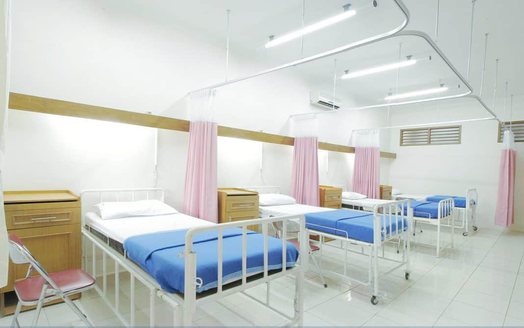 A row of hospital beds