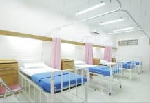 A row of hospital beds