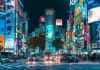 A brightly-lit Japanese city