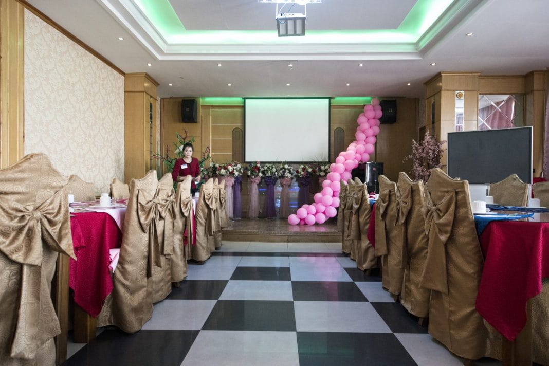 North Korean woman at a party venue
