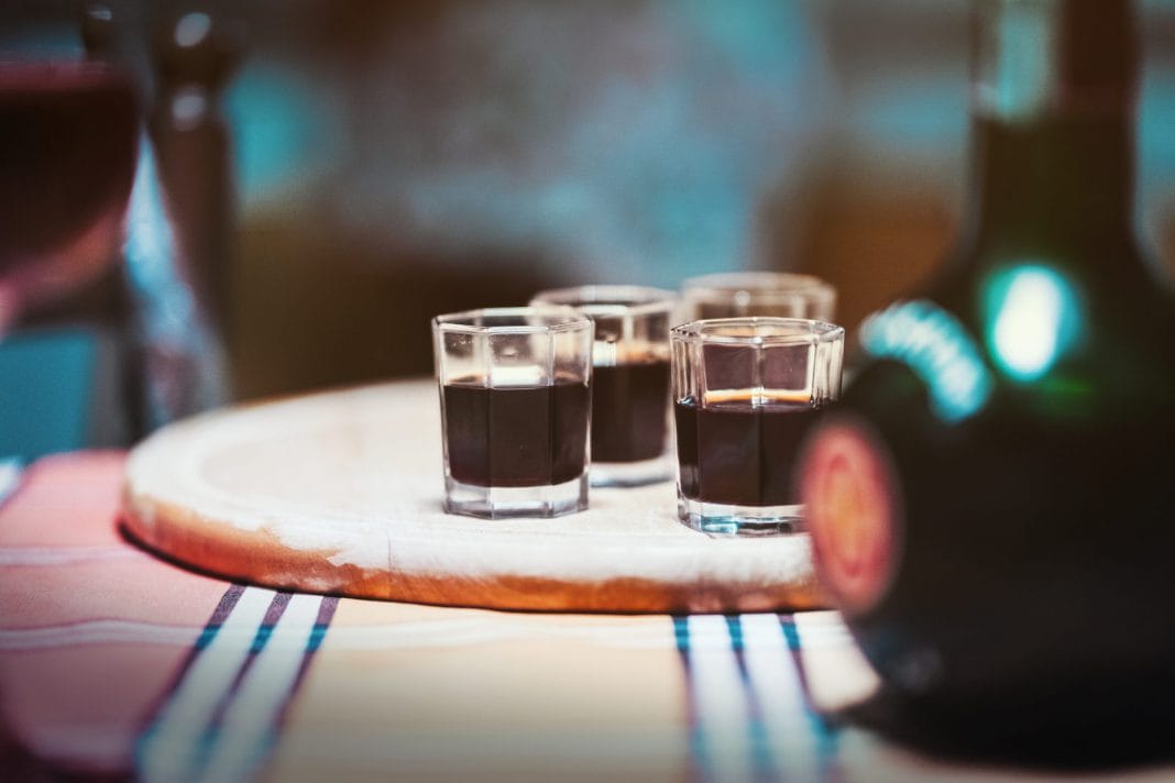Shots on a tray
