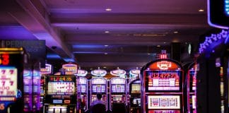 Gambling machines in an arcade