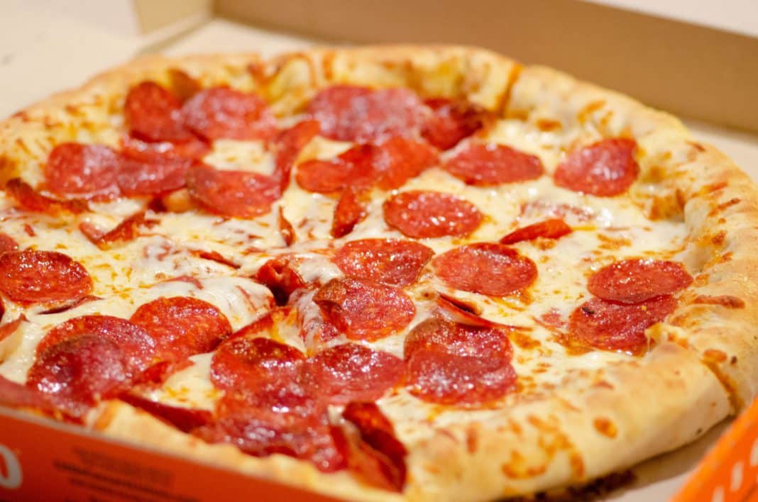 A pepperoni pizza