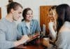 A group of students socialising over coffee