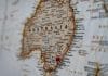 A map of Australia with a pin in it