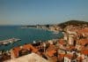 An aerial view of Split in Croatia, by the sea.