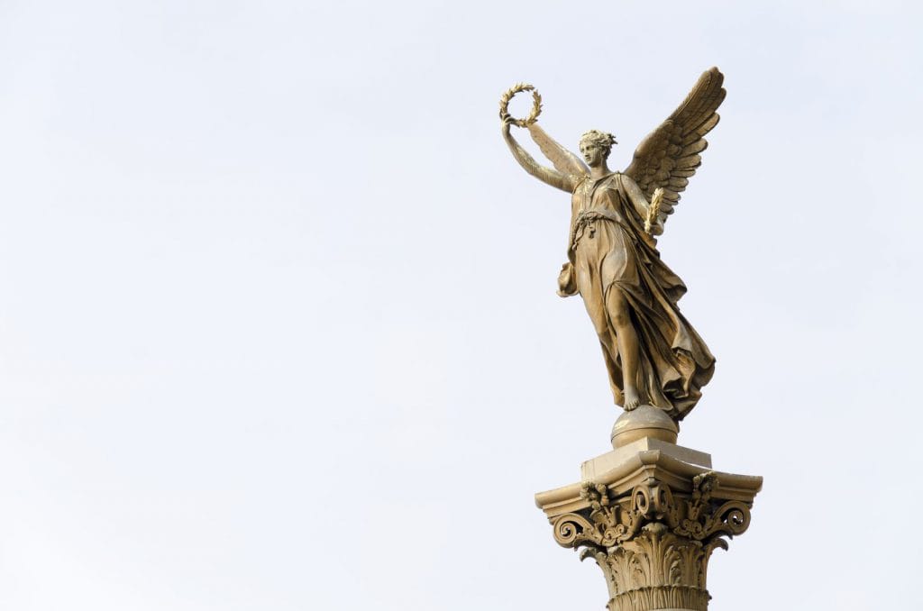 Symbol of justice over a courtroom