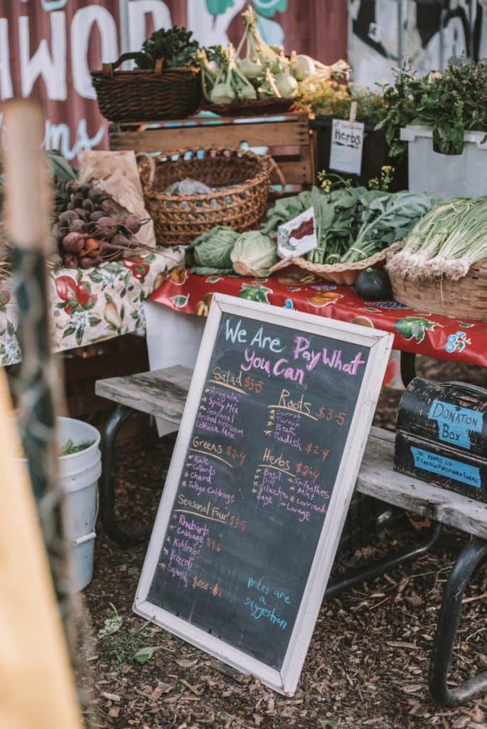 A 'pay what you can' food stall