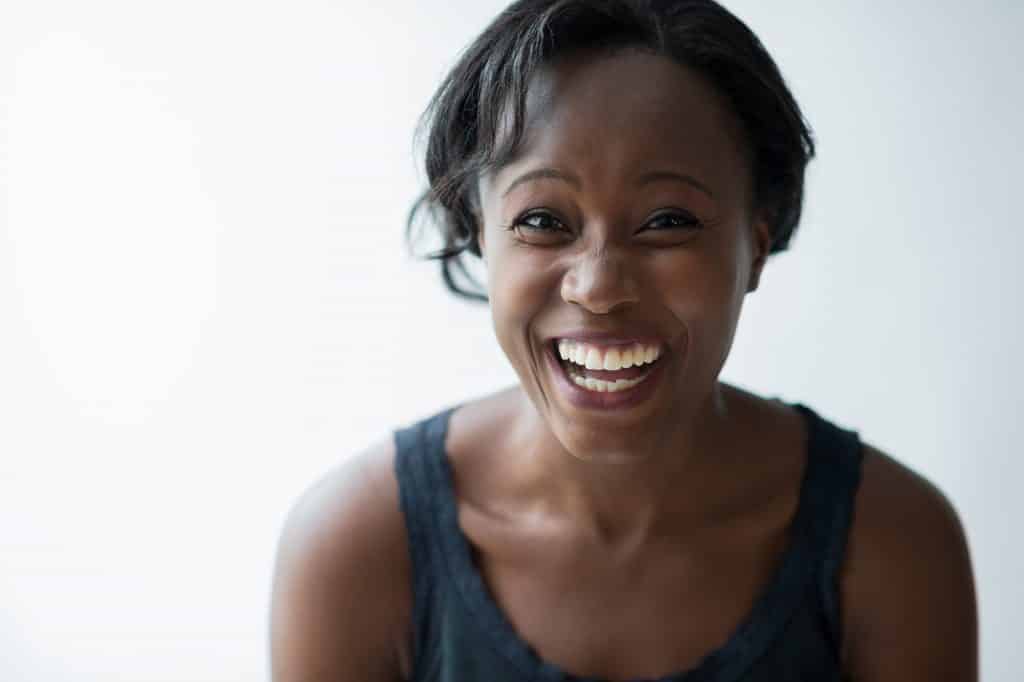 smiling woman with white background