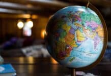 desk globe on table