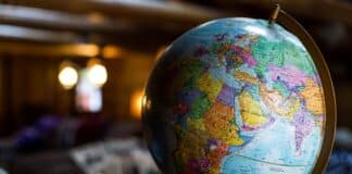 desk globe on table