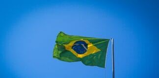 a flag flying in the air