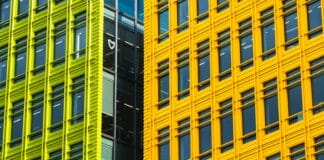 yellow and black concrete building