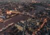 aerial view of city during dawn